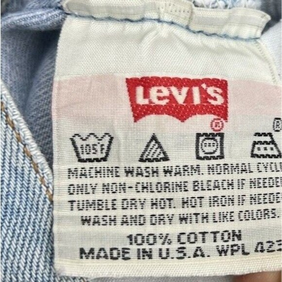 Levi’s 501 Jeans 32 Light Wash Floral Embroidered Cuffs Butterfly Patch USA Made - Picture 5 of 6